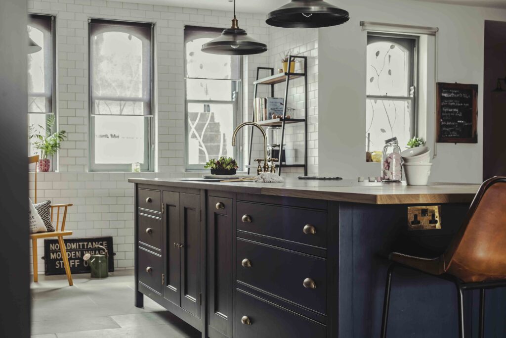 Osea Island painted in Inky Nib to complement bespoke kitchen design
